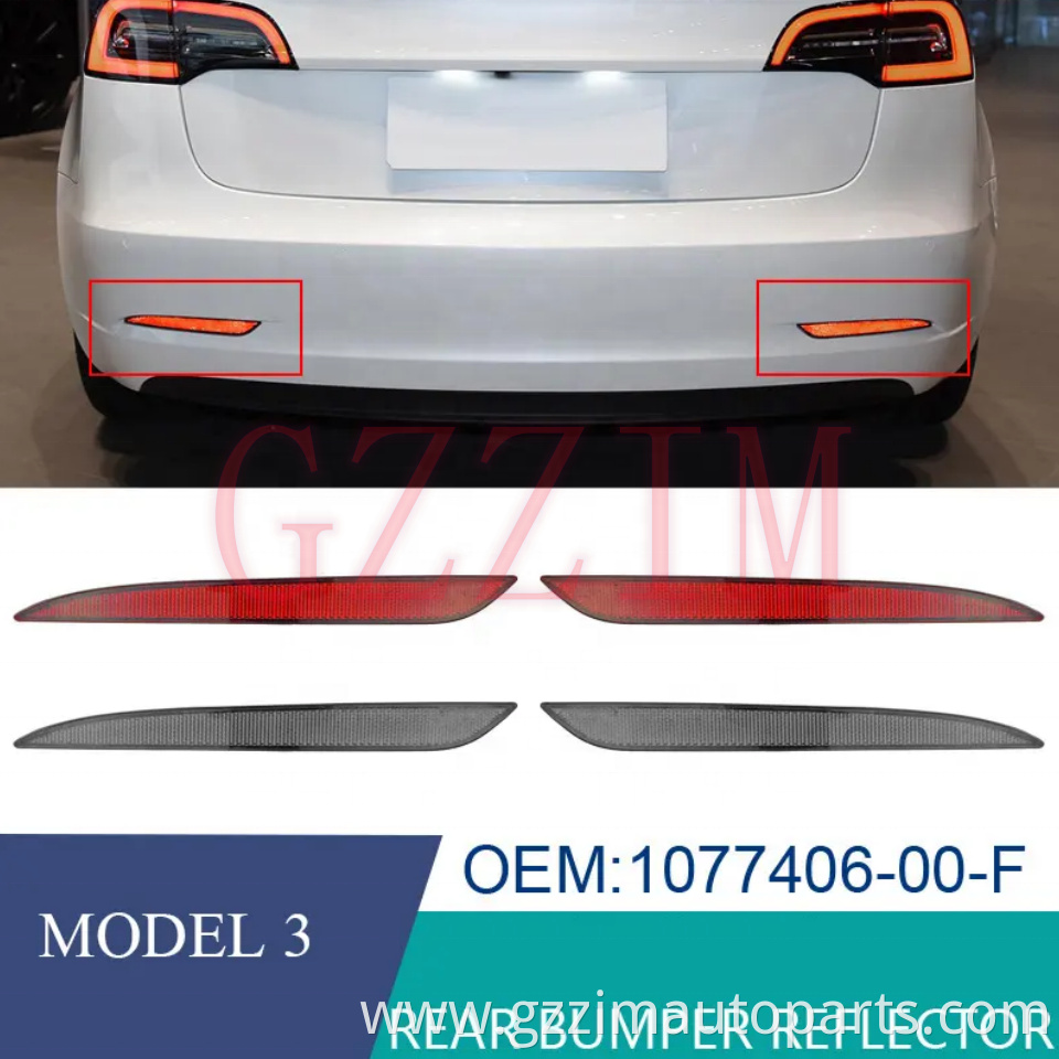 Car Accessories Replace Rear Bumper Reflector For Tesla Model3 2017-2019 1077406-00-F L 1077407-00-F R